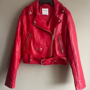 Bershka Women's Red Biker Jacket